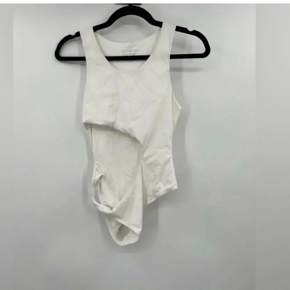 Frankie’s Bikinis “Mel” Plisse High Neck One‎ Piece Swimsuit - Optic White Sz S